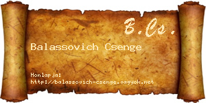 Balassovich Csenge névjegykártya